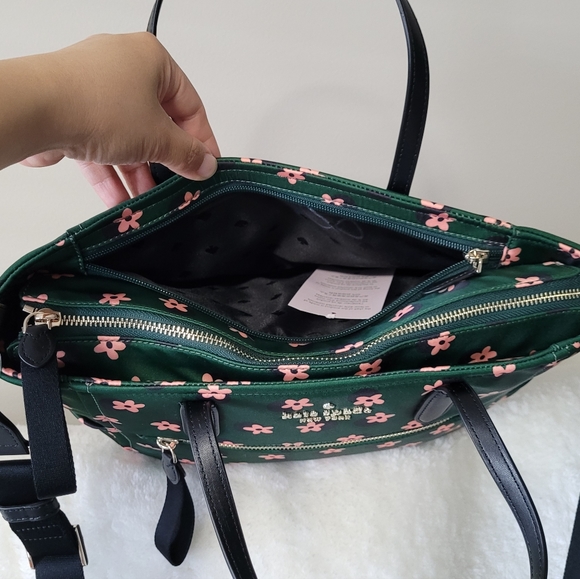 Kate Spade Medium Chelsea K8124 Satchel Bag With Daisy Floral In Green Nylon - Picture 6 of 7
